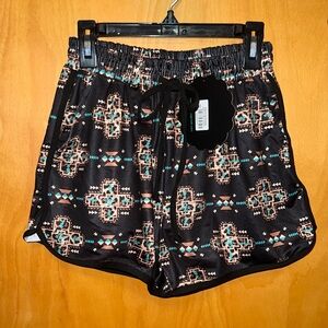 NWT Sterling kreek black leopard turquoise shorts sz XS